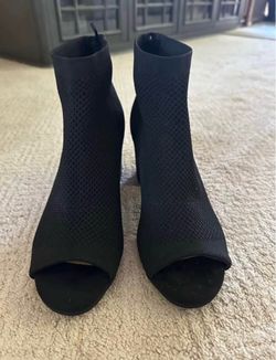 New Black Knit Peep-Toe Sock Booties talla: 9