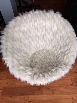 White Faux Fur Bowl Chair by Pottery Barn