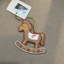 NHL Gingerbread Rocking Horse Christmas ornament Resin Detroit Red Wings new