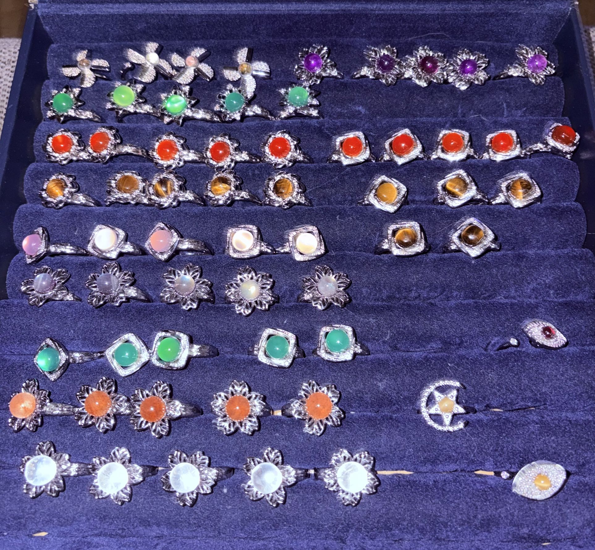 Fidget Spinner Adjustable Size Ring Gemstone