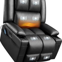 Large Electric Power Lift Recliner Chair, PU Leather Massage Chair with Heat and USB Port