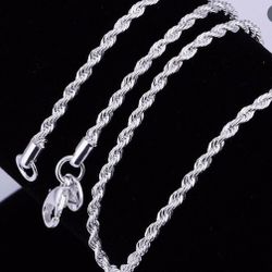sterling silver rope chain 24”