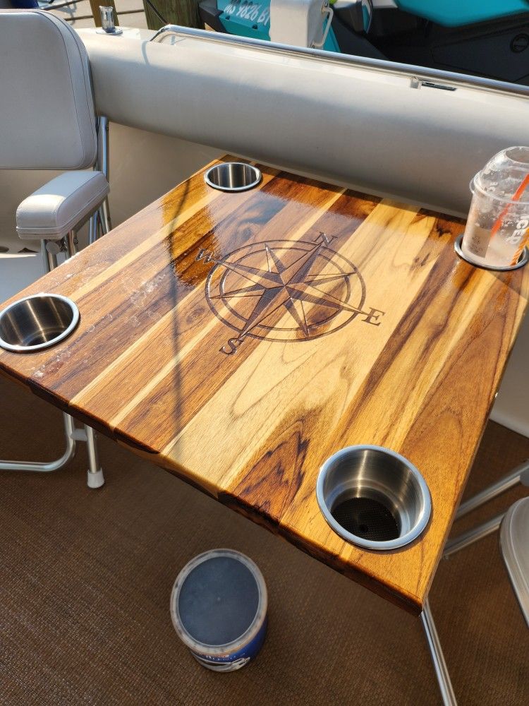 Custom Engraved Teakwood Marine Table Tops