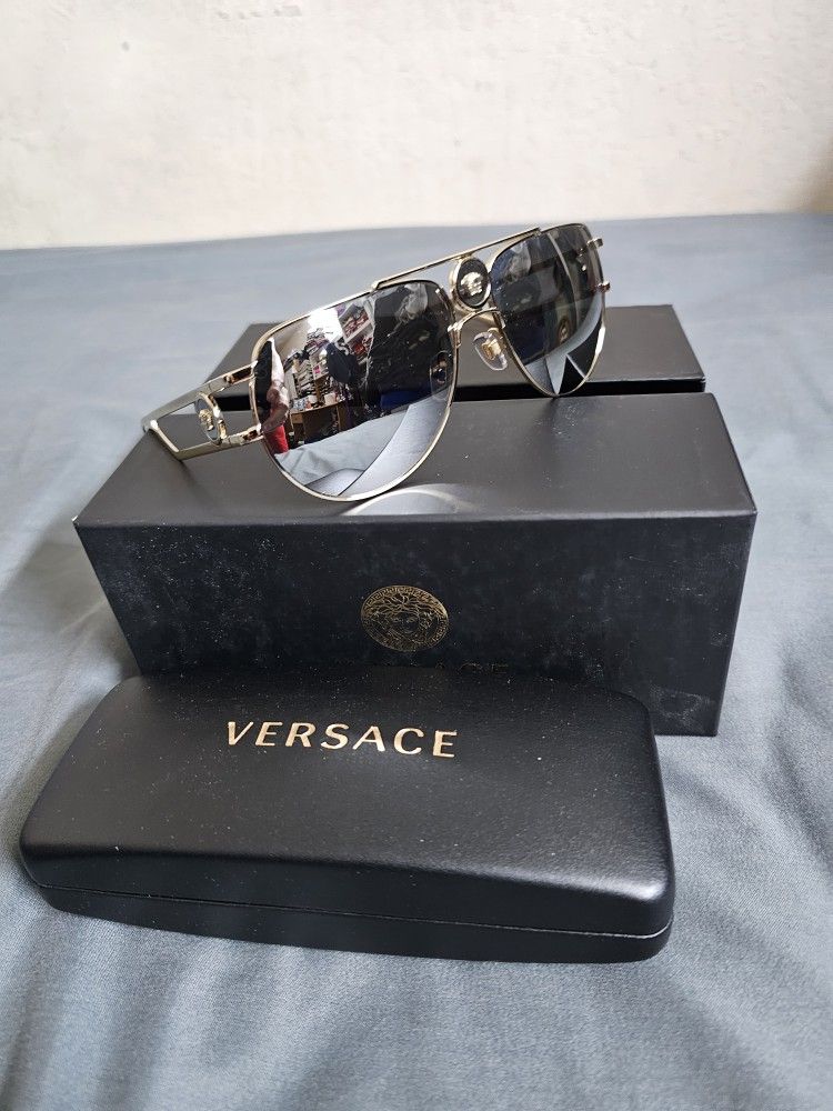 Silver Versace Unisex Sunglasses