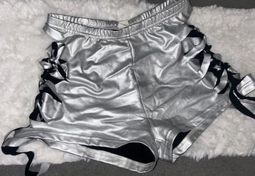 Silver Lace Up Shorts
