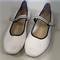 Rothy’s Cream Mary Jane Flats Black Trim Size 8