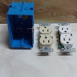Electrical Plastic Wall Box & Two Electrical Sockets, FREE SHIPPING 