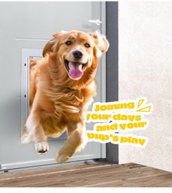 New Large Dog Door for Door,Metal Dog Door with Locking Panel,Doggie Doors for Large Dogs with Magnetic Flap,Anti Theft Design,Fit Exterior/Interior D