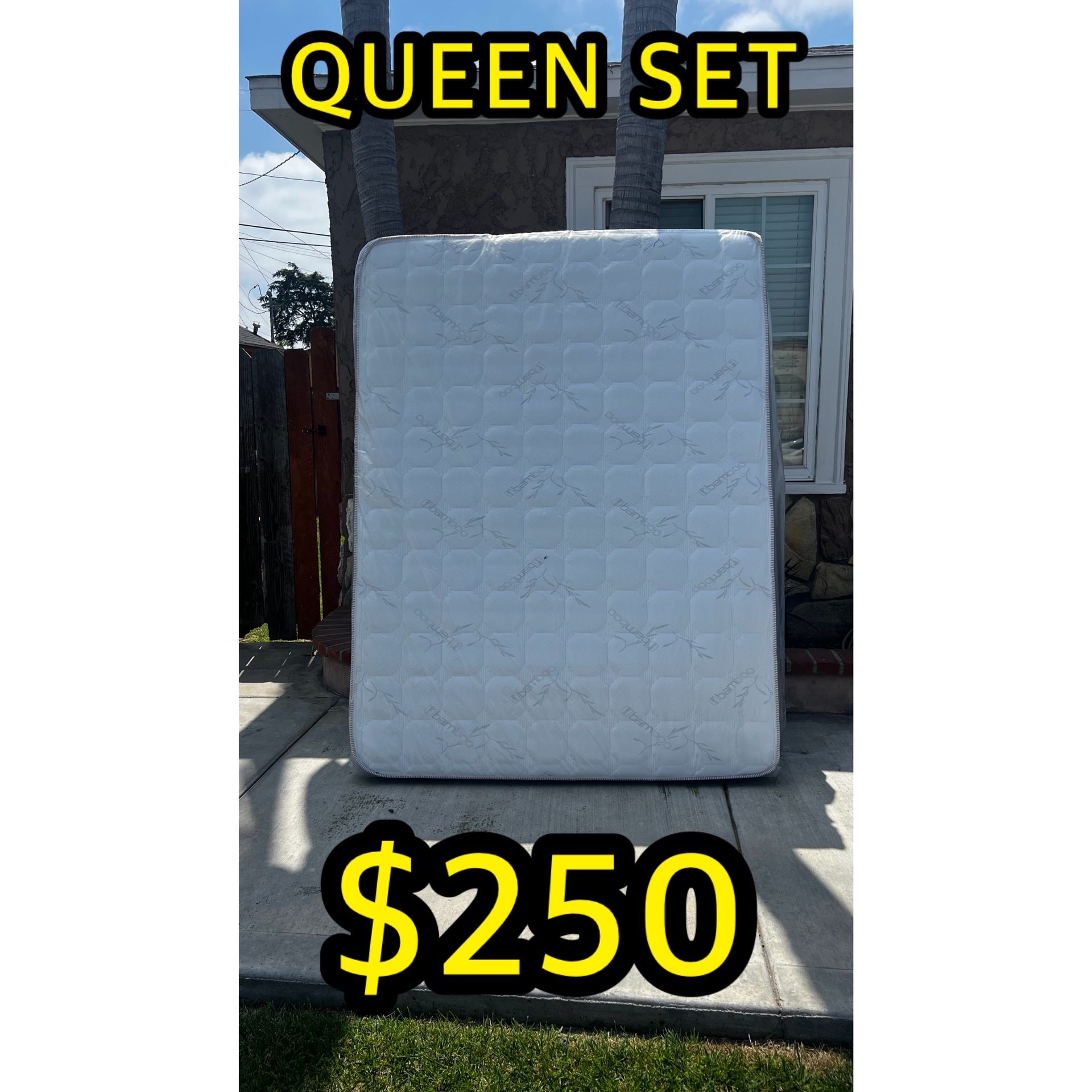 QUEEN BAMBOO MATTRESS WITH BOX SPRING 