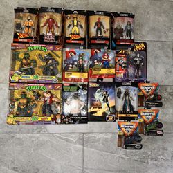 Lot Of New Action Figures Marvel Legends, Mario bros, Monster Jam, And More