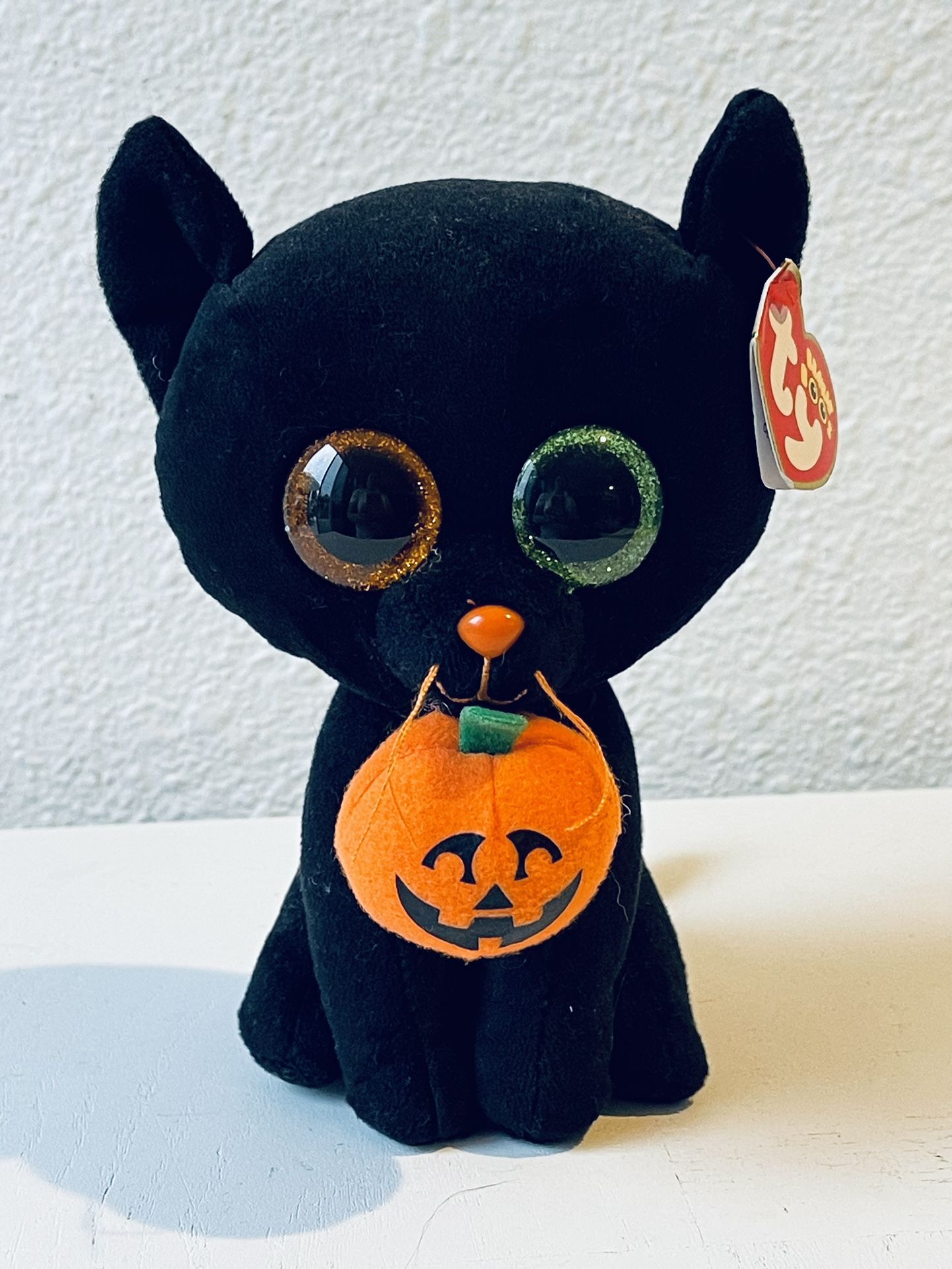 Ty Beanie Boos Shadow Black Cat Halloween Pumpkin Plush 7” Stuffed Animal Decor