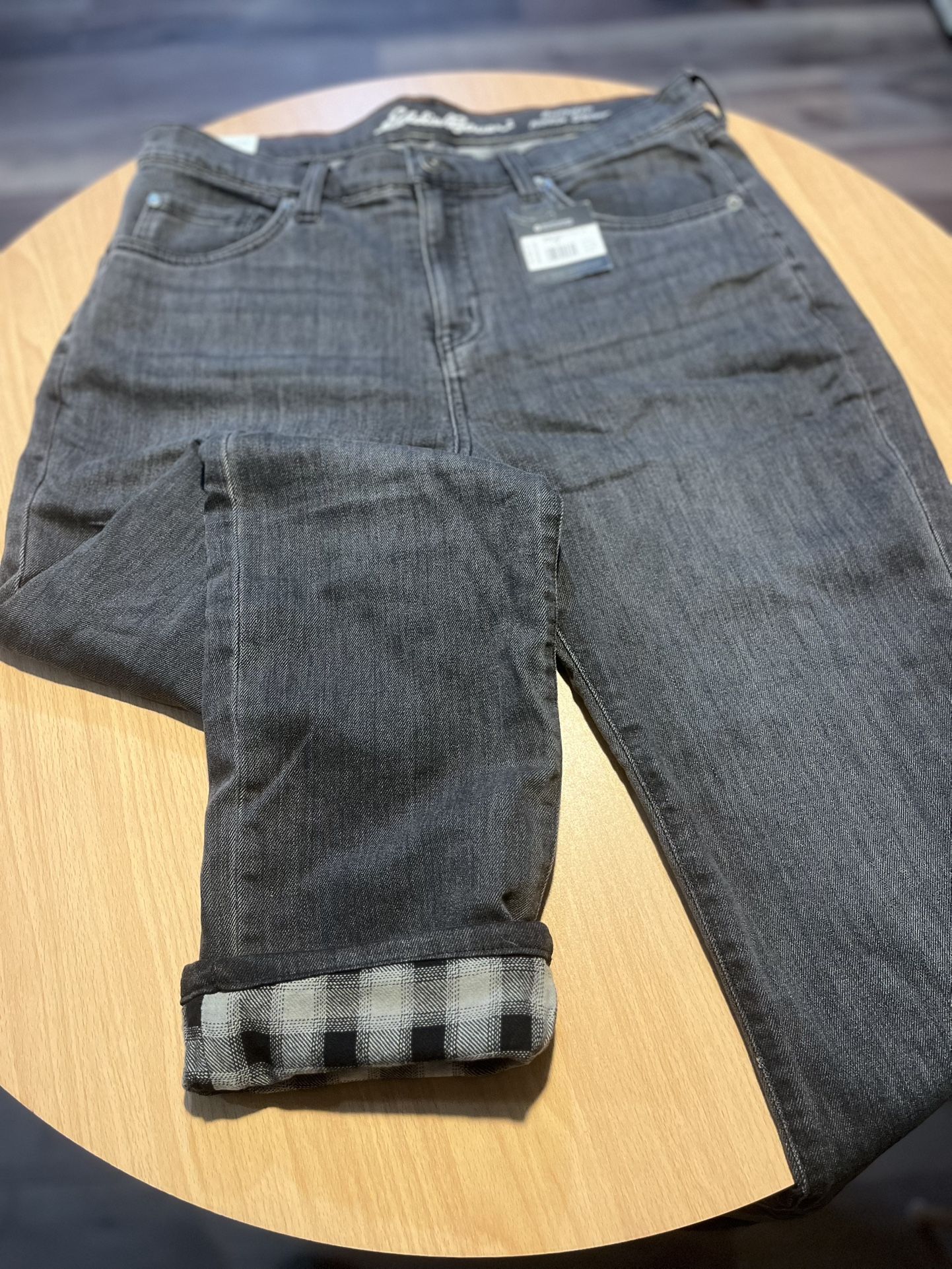 Women’s Flannel Lined Boyfriend Jeans (Straight Leg ), Eddie Bauer, Size: 10