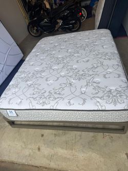 Queen Sealy Mattress with Platform Frame