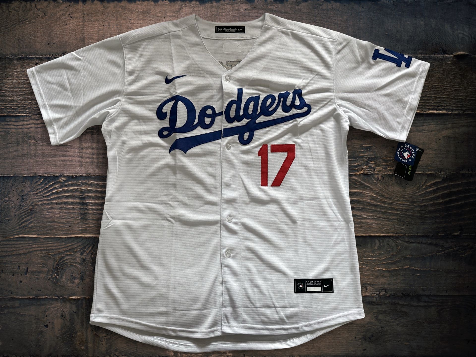 White/Blue #17 Baseball Jersey - XL