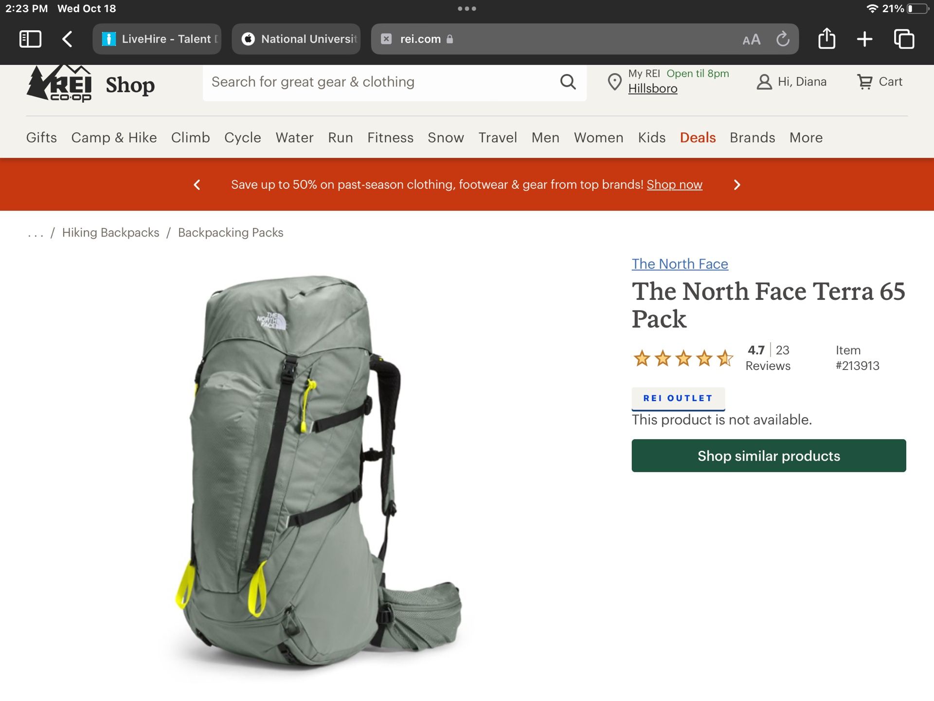 North Pacific Hiking Backpack. Used Twice, Still Like New!