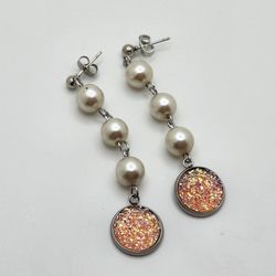Peach Druzy Earrings
