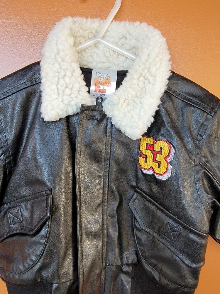 park bench kick faux leather 12 month baby kids bomber jacket