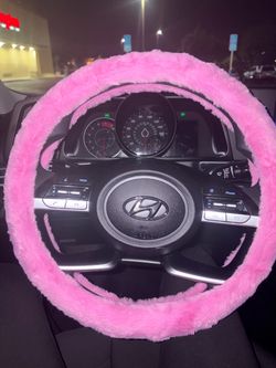 Pink car mats & steering wheel cover