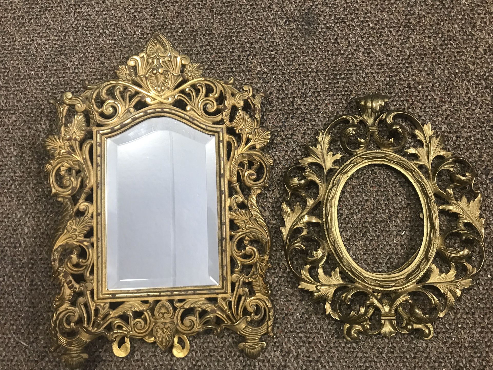 Two Antique REAL GOLD Frames (1Pic & 1Mirror)