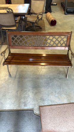 iron bench Outdoor wood and iron bench