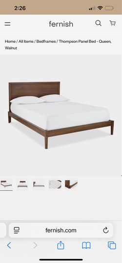 Modern Walnut Queen Platform Bed Frame + Queen Mattress