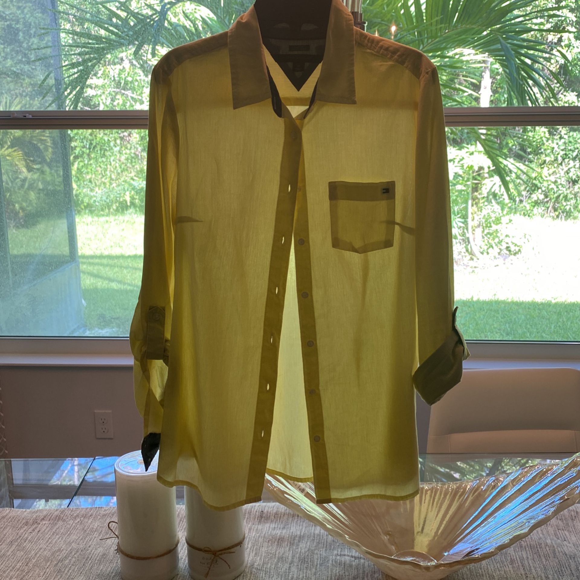 Yellow Button Up Dress Shirt. New Condition.