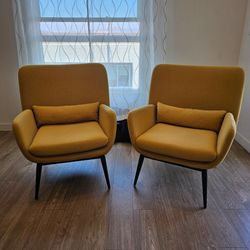 Mustard Yellow Modern Armchairs Set of 2