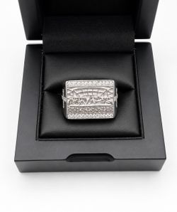 925 Sterling Silver MOISSANITE Last Supper Men’s Ring Size 11 or12