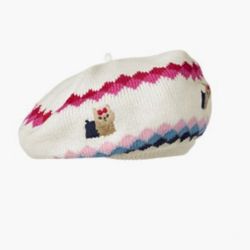 Gymboree New York Girl Puppy School Collection Beret sweater Hat Sz 2T-3T New