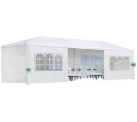 New in box 10 ft. x 30 ft. White Wedding Party Canopy Tent Outdoor Gazebo with 8 Removable Sidewalls