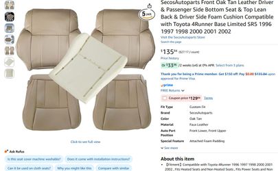 Toyota 4Runner Base Limited Seat Covers SR5 1996 1997 1998 2000 2001 2002