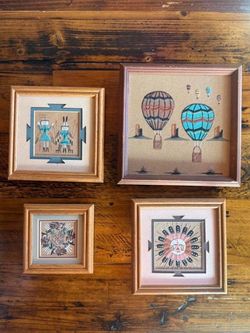 4 vintage framed Navajo Sandpainting 🌞