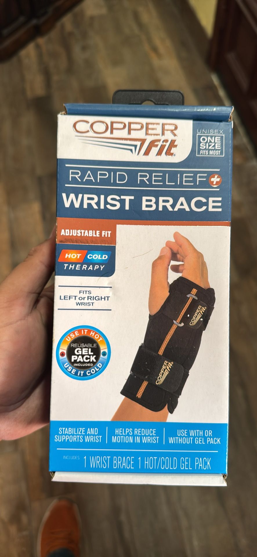 wrist brace one size copper fit