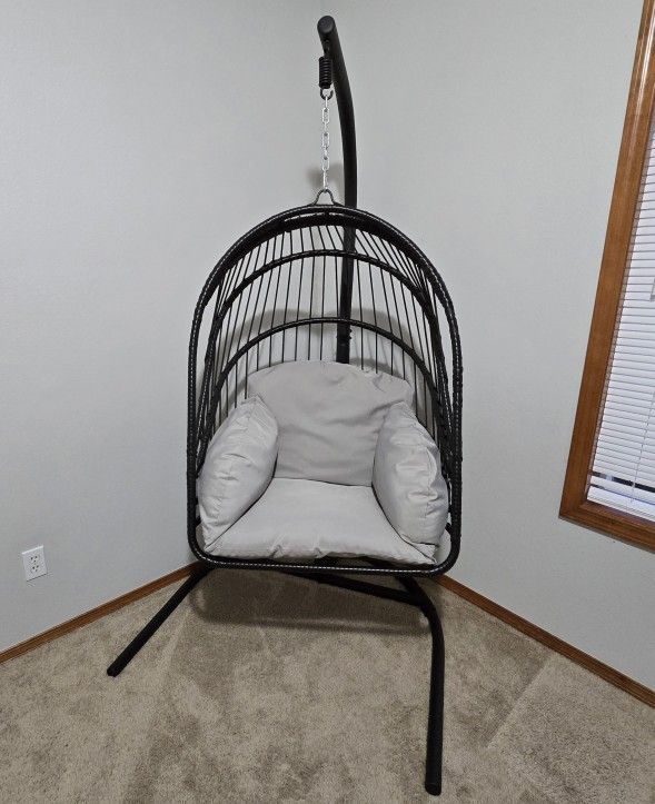 Hanging Swinging Egg Chair With Stand And Cushion