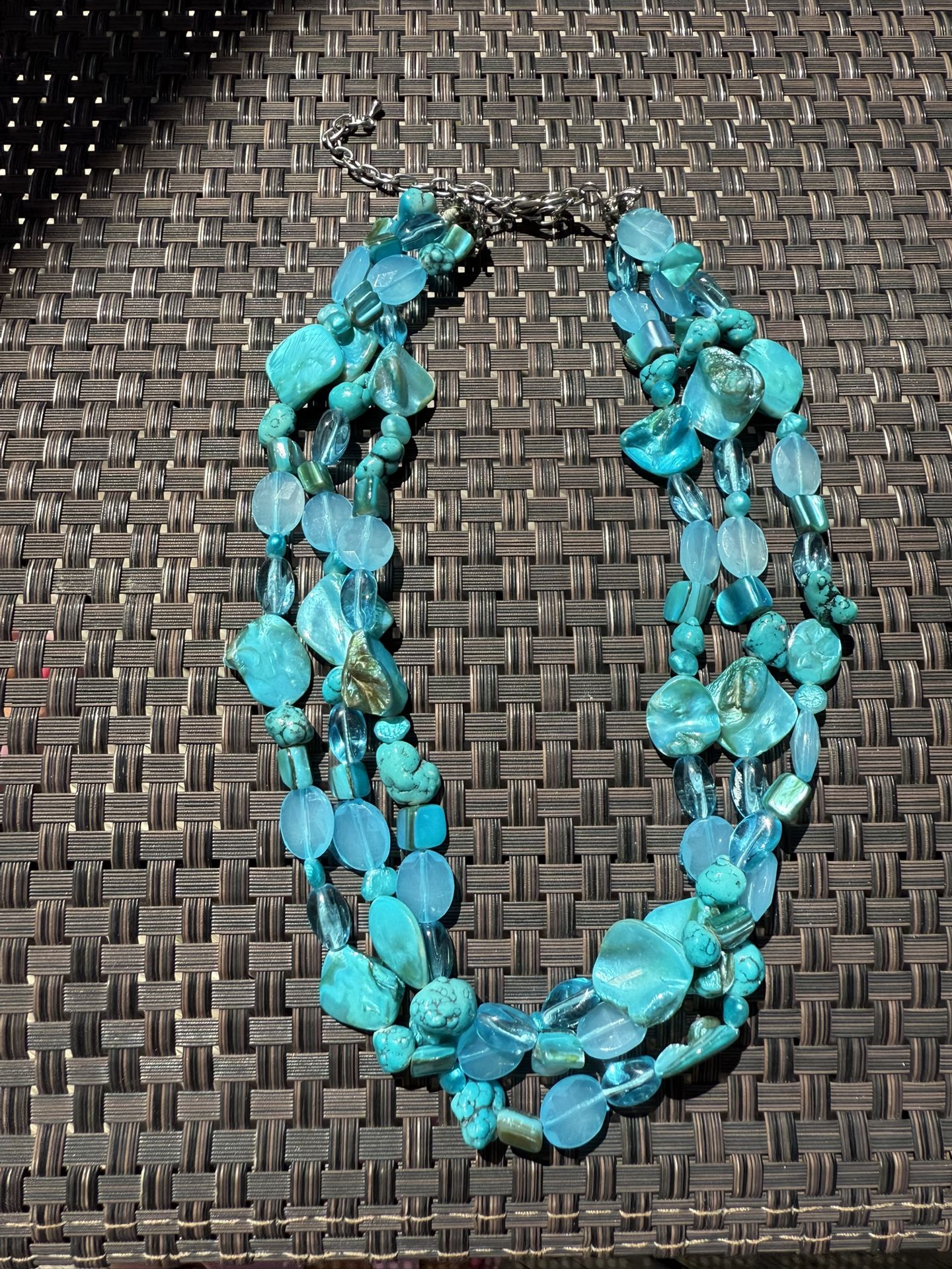 Turquoise and silver beaded necklace #festivalvibes