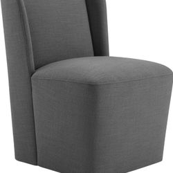 Modern Dining Chairs with Casters Upholstered Wingback Single Sofa for Bedroom Waiting Room Kitchen Diningroom, 33.9''H, Dark Gray