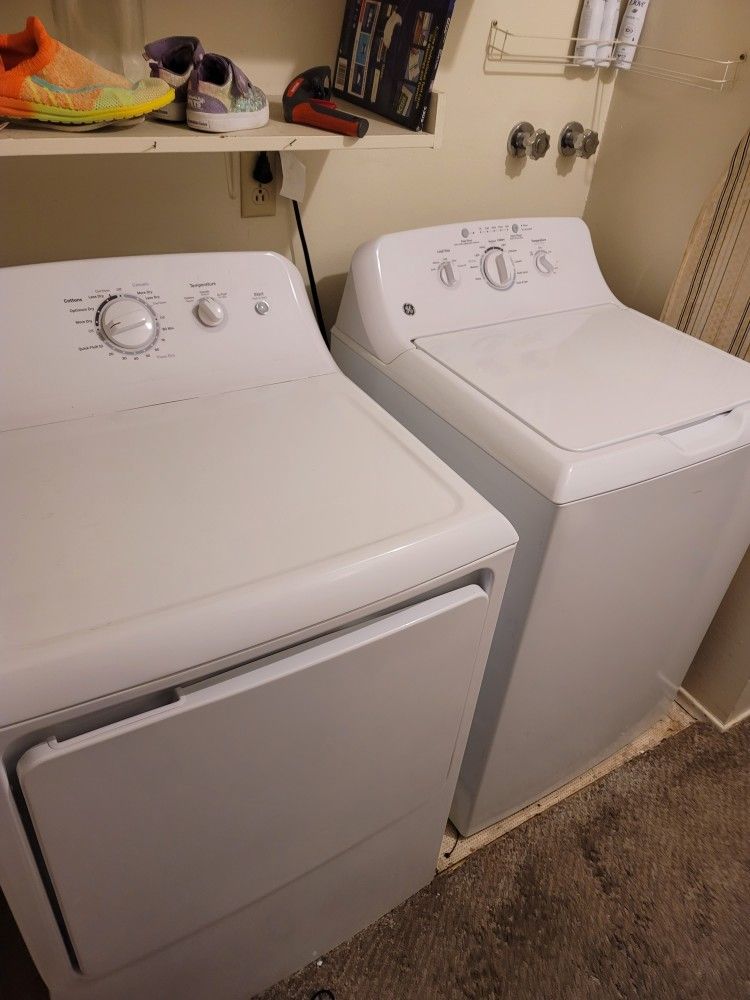 Top load washfront load dryer.