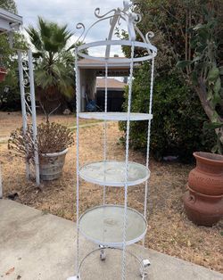 Vintage Wrought Iron Tiered Plant Stand