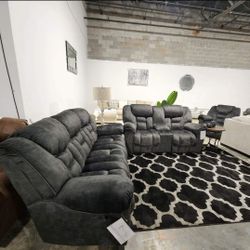 16M1G17*__Granite Reclining Sofa And Loveseat with Console,Cup Holders * Brand New * In Stock  *P A Y   E A S I L Y