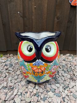 Mexican Talavera Owl 🦉 Planters,Pottery, Clay Pots.