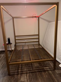 Gold Queen size canopy bed frame