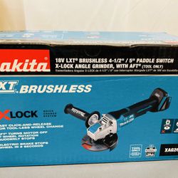 New Makita 18V LXT Brushless 4-1/2 in./5 in. Paddle Switch X-LOCK Angle Grinder (Tool Only). $150