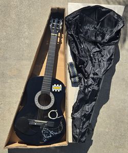 Black Beginner Acoustic Guitar Starter Package 38" w/ Accessories, Bag & Box