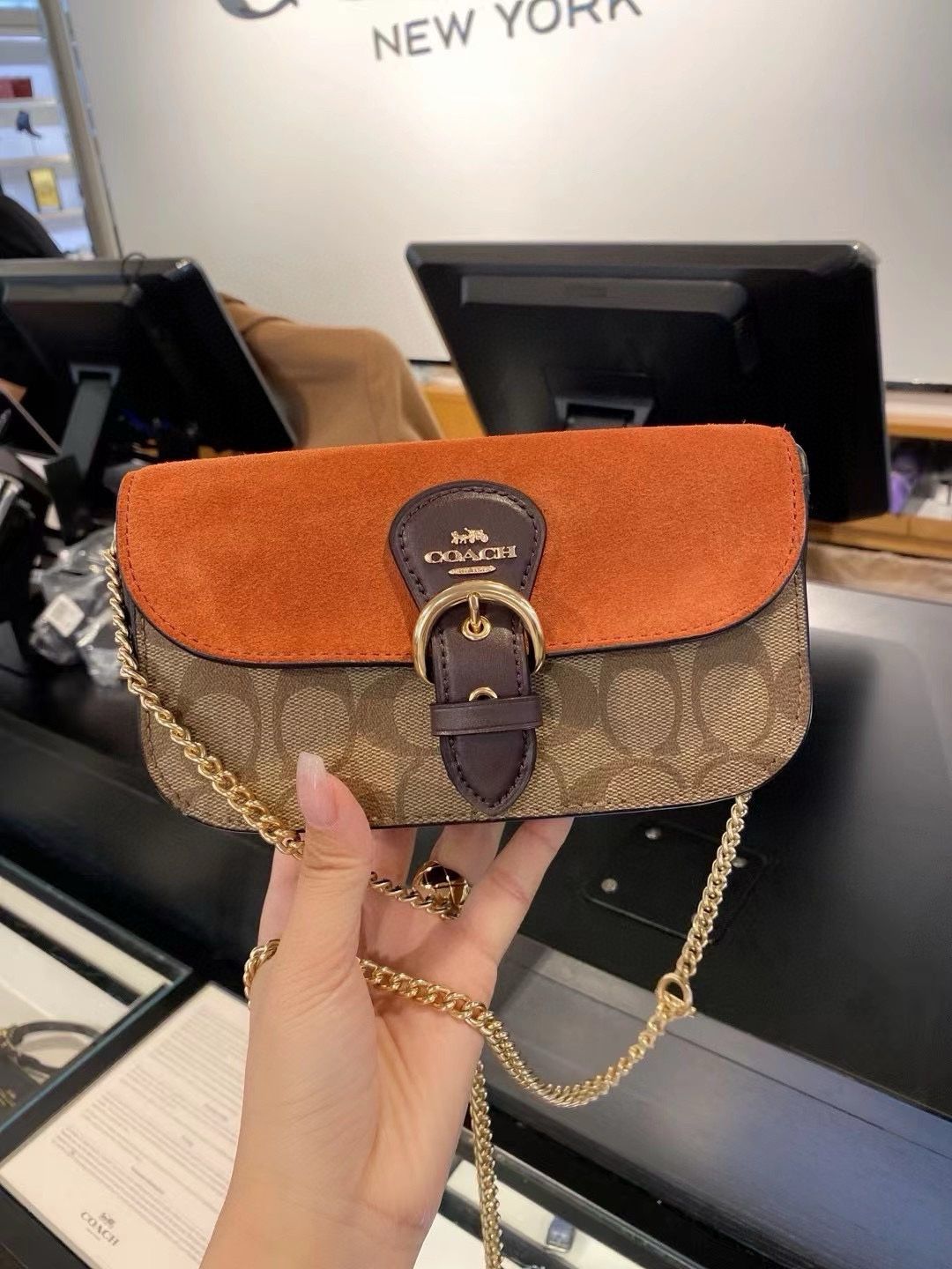 Authentic Coach Kleo Crossbody In Colorblock/Signature Canvas C5620 -