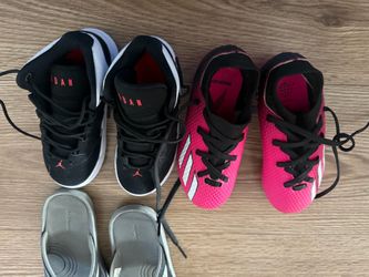 Kids Shoes Lot – Nike Soccer Cleats Size 10.5, Jordan Sneakers & Columbia Sandals Size 10