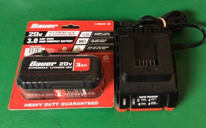 NEW Bauer 3 amp-hour 20-volt battery and rapid charger