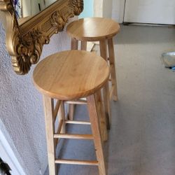 2 BEAUTIFUL STOOLS REAL WOOD STURDY 