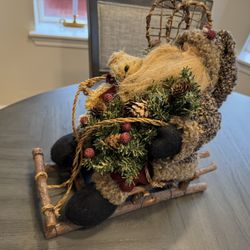 HOLIDAY SANTA ON SLEIGH w/Snowshoes - EXCELLENT CONDITION 