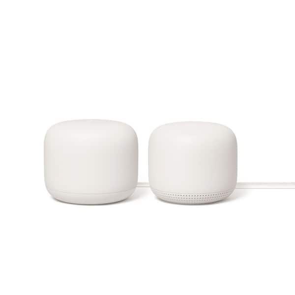 New-Nest Wifi - Mesh Router AC2200 and 1 Point with Google Assistant - 2 Pack - Snow