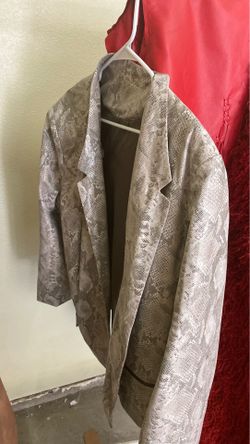 Snake print embossed Lambskins made real genuine leather woman jacket brand new never worn XL